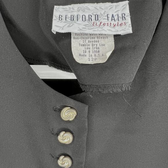 Bedford Fair Lifestyles black button up tunic Size 12P - Picture 5 of 7